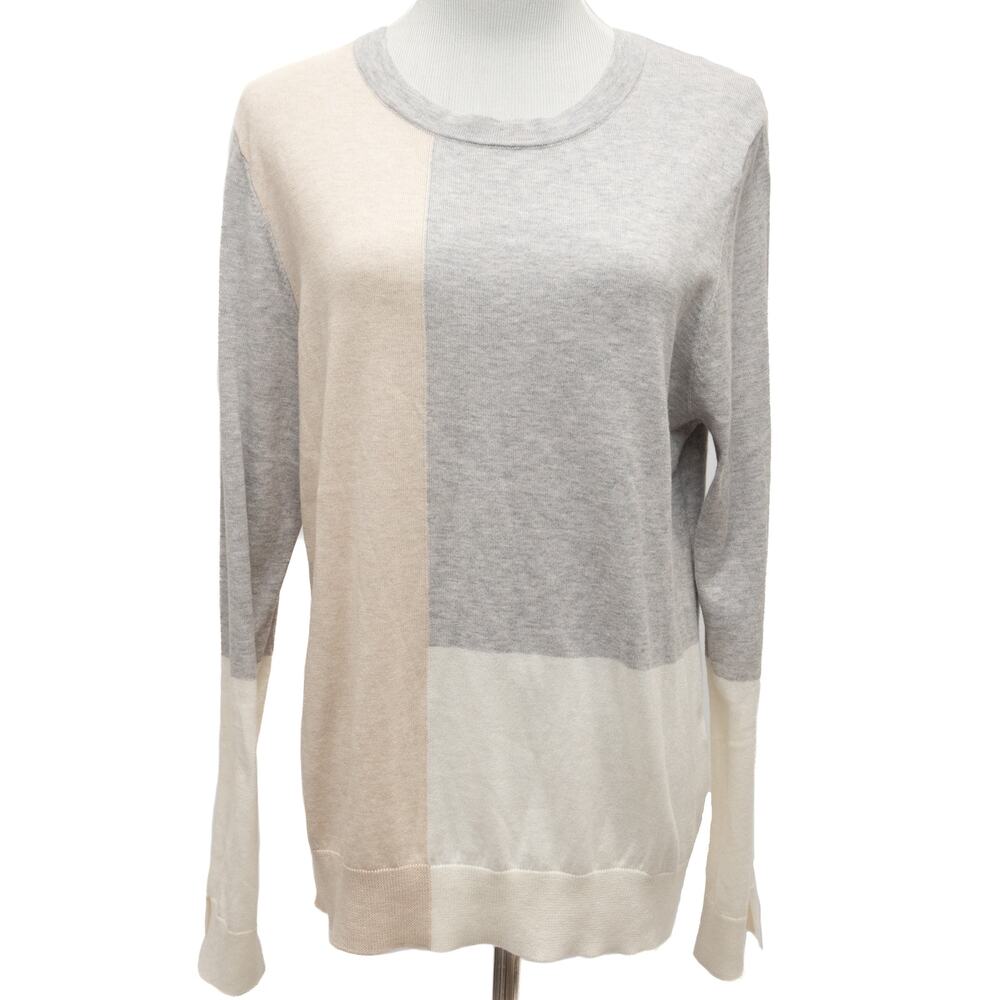 New Revolve One Grey Day Cashmere Blend Color Block Sweater Size Large